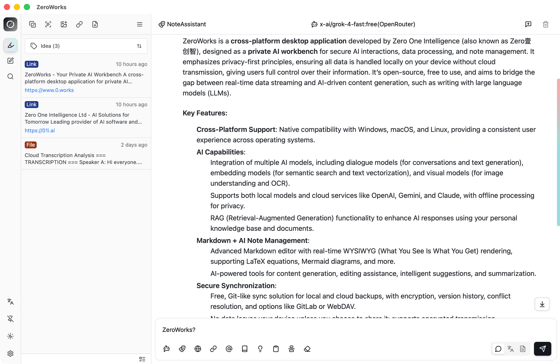 ZeroWorks Application Screenshot