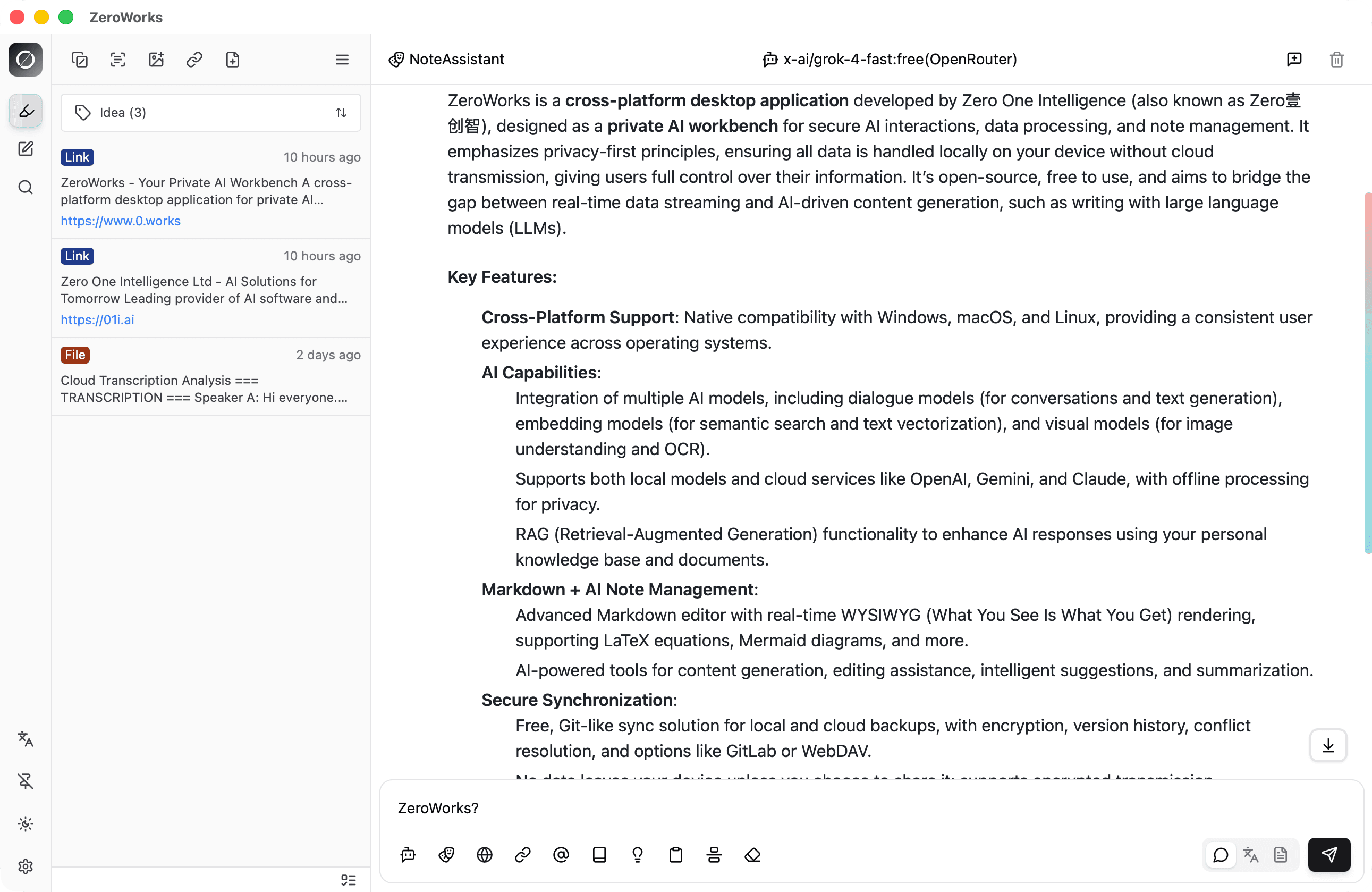 ZeroWorks Desktop Application Interface